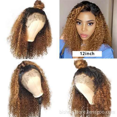 Hot sale Colored Blonde Curly 13X4 Lace Front Wigs Pre Plucked 150% Brazilian Human Hair Wigs Remy Curly Hair For Women